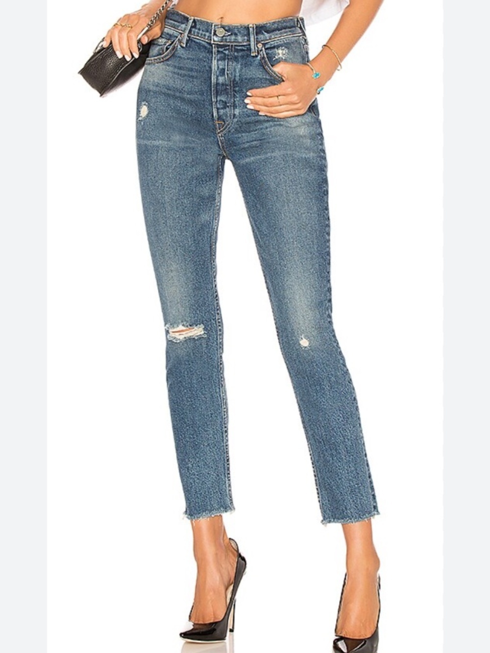GRLFRND Karolina High Rise Crop  Jeans Sixpence 27